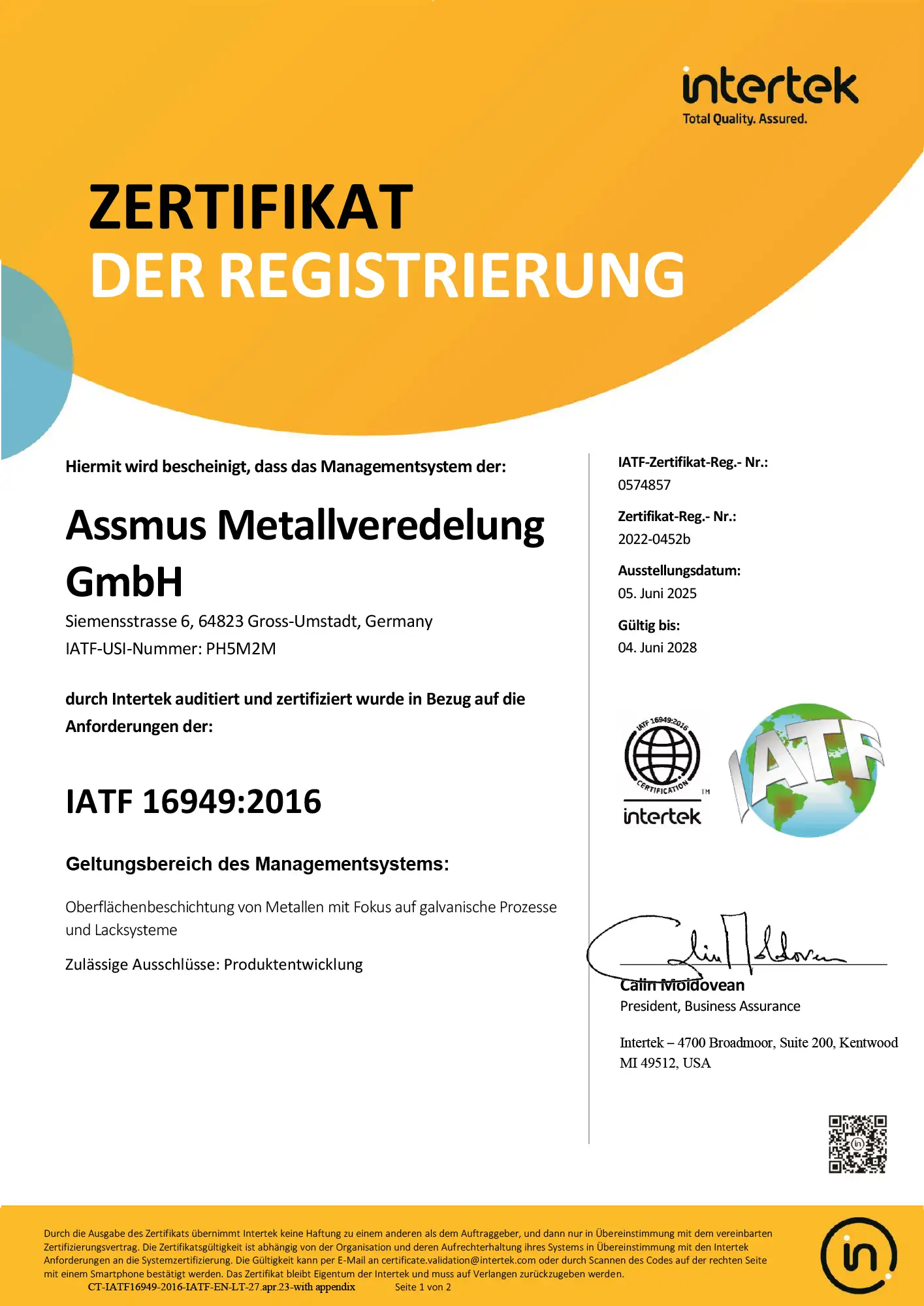 Zertifikat IATF 16949 Groß-Umstadt