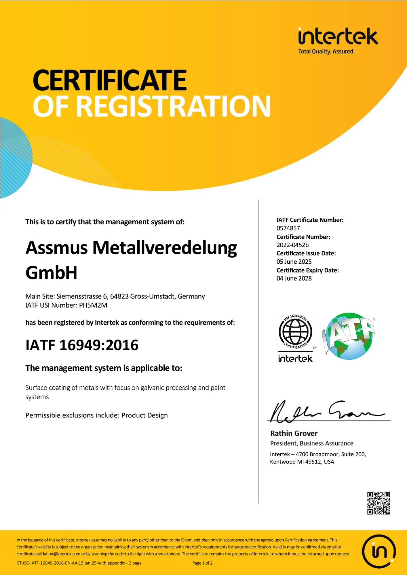 Zertifikat IATF 16949 Groß-Umstadt