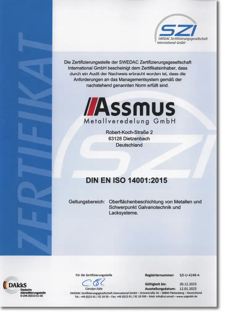SZI-U-4248-A Hauptzertifikat 14001 Assmus 2023-01